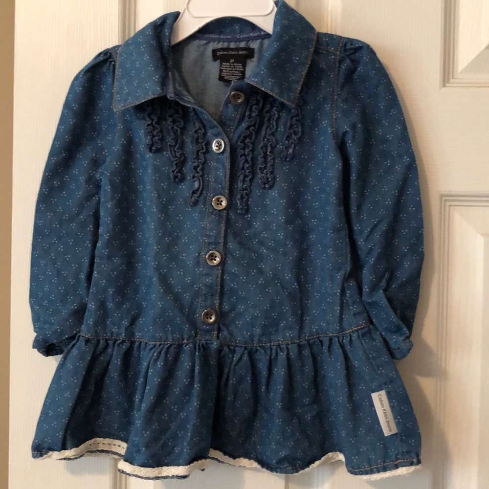 Calvin Klein denim long sleeve dress size 2T
